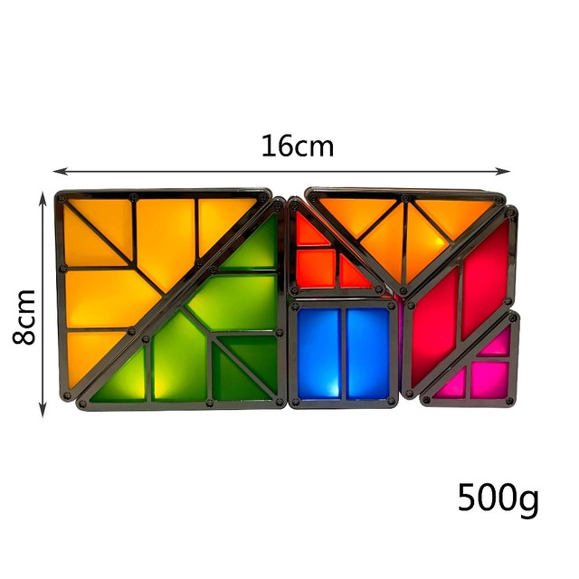 Magnetic band tangram Stackable Night Light, 7 Colors Induction  Interlocking Desk Lamp 3D DIY Magic Blocks